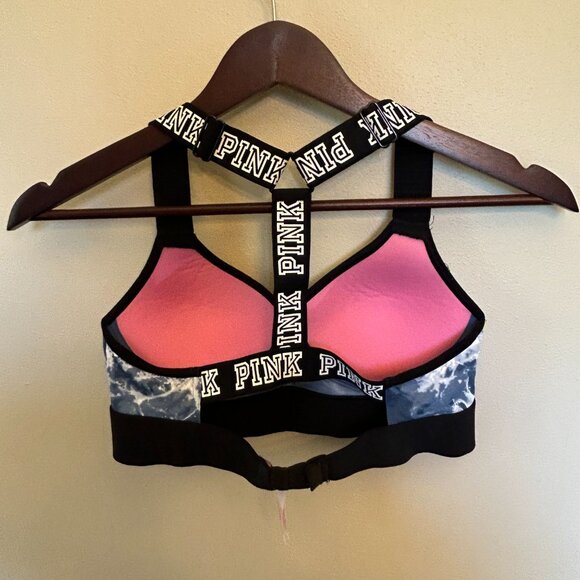 Victoria's Secret Pink Ultimate T-Back Push-Up Sports Bra Black Blue Size XS - Picture 4 of 15
